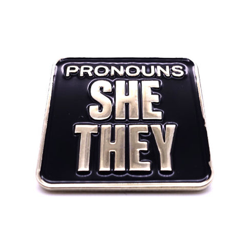 Pronouns Badge - She / They (Magnetic)